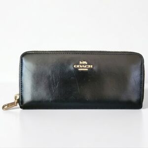 Coach Calfskin Leather Accordion Zip Around Wallet